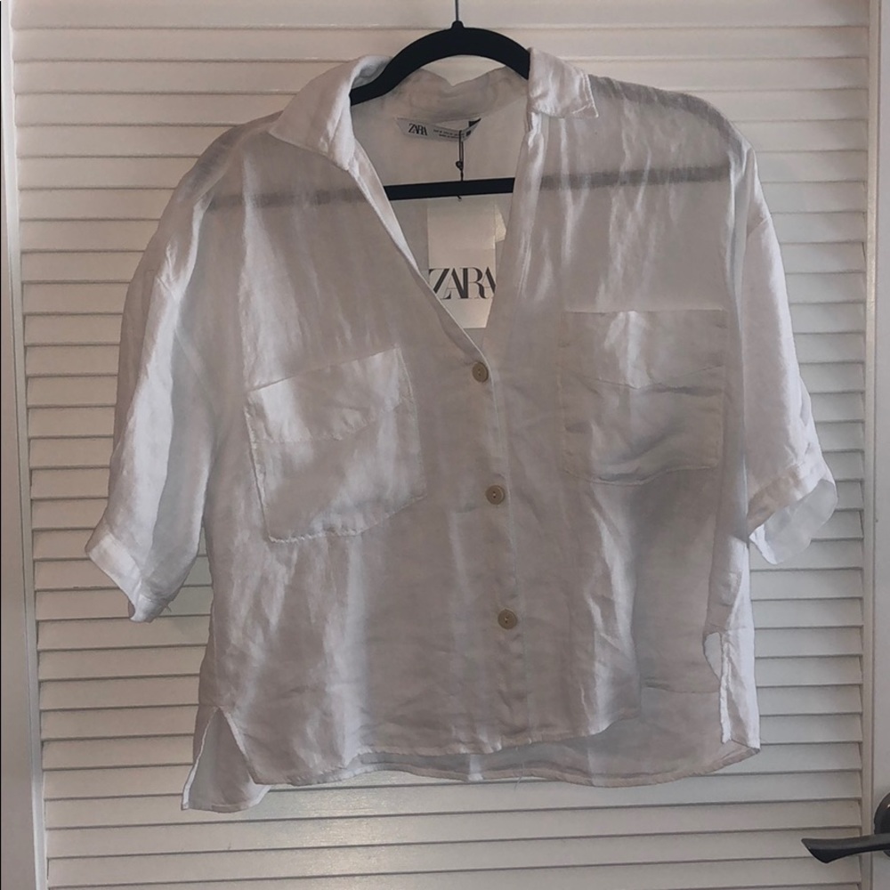 NWT Zara Linen Top - Picture 2 of 2